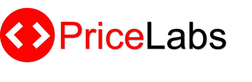 A red circle with two white angle brackets next to the word "Price" in bold red text, followed by "Labs" in black text, representing innovative vacation rental software.