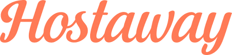The image shows the word "Hostaway" written in a bold, orange cursive font on a white background, representing a leading Vacation Rental Software brand.