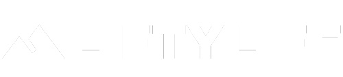 Black background with bold white text reading "LIFTY LIFE" and a striking geometric triangle arrow pointing upward on the left side.