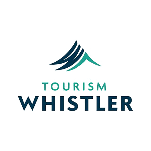 Tourism Whistler logo featuring stylized mountain peaks above the words "TOURISM WHISTLER" in blue and teal text, reflecting the area's vibrant spirit and role as a hub for vacation rental management in Whistler.